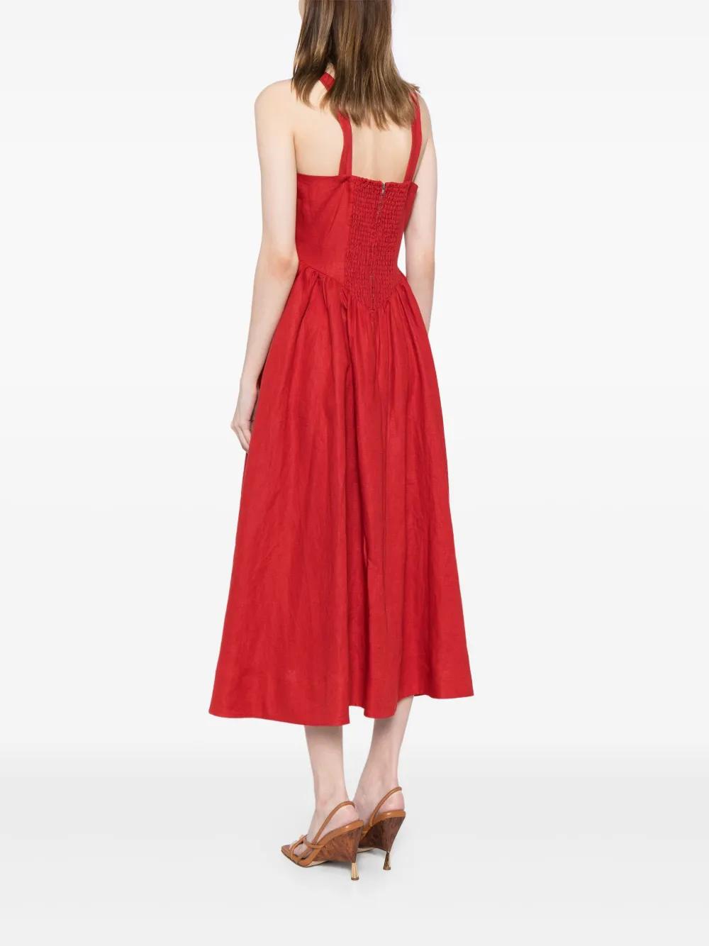 Reformation Balia Linen Midi Dress in Red | Lyst Reformation Balia Linen Midi Dress in Red | Lyst