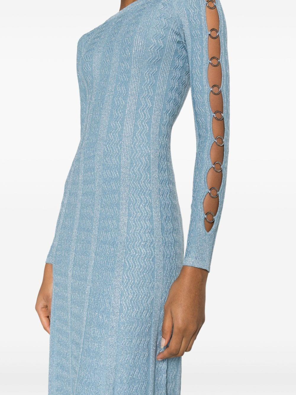 Sandro Ribbed-Knit Metallic Dress in Blue | Lyst