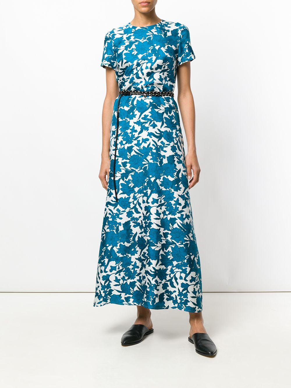 LaDoubleJ Silk Floral Print Maxi Dress in Blue - Save 15% - Lyst