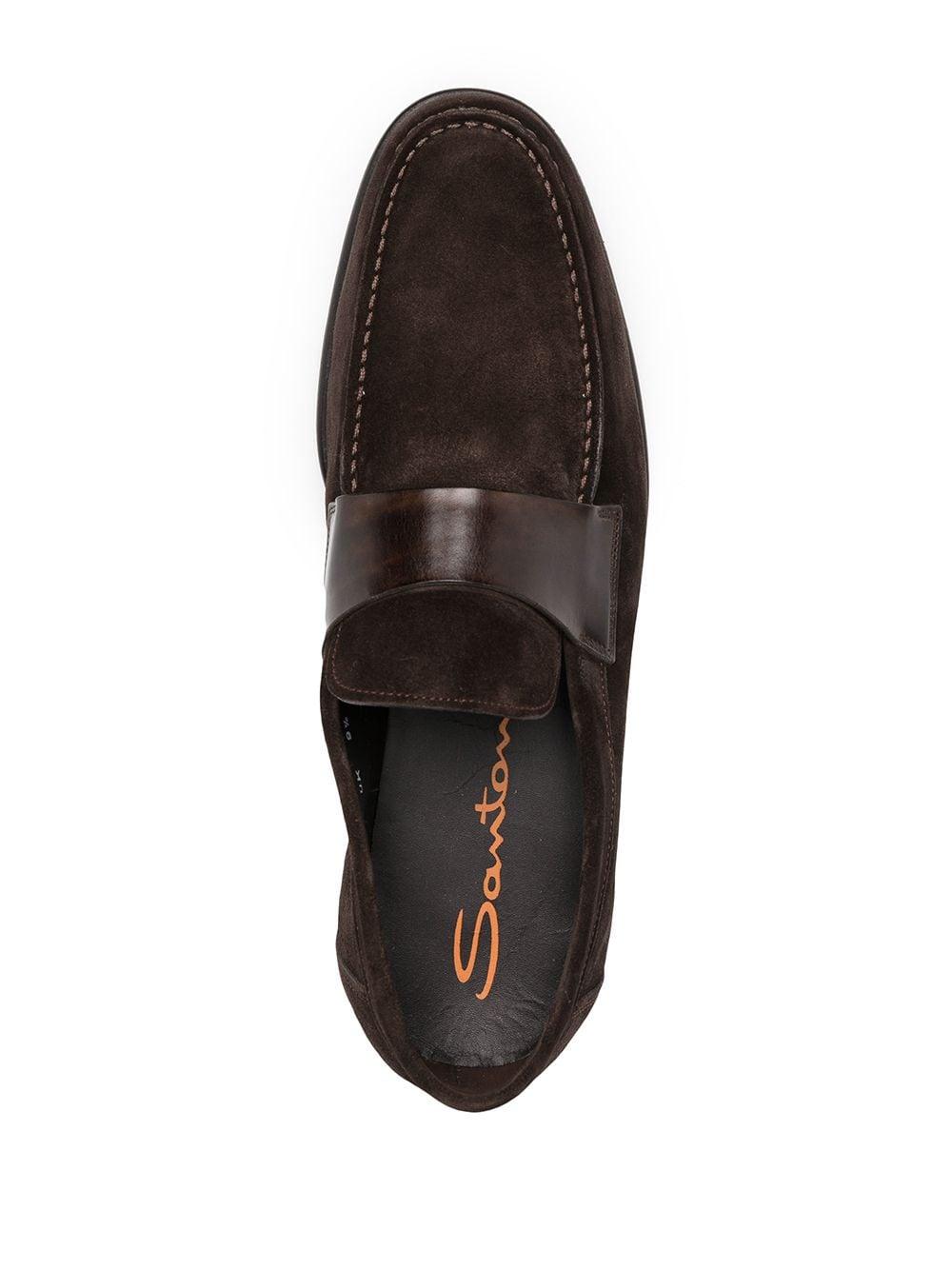 Santoni Slipon Suede Loafers in Brown for Men Lyst