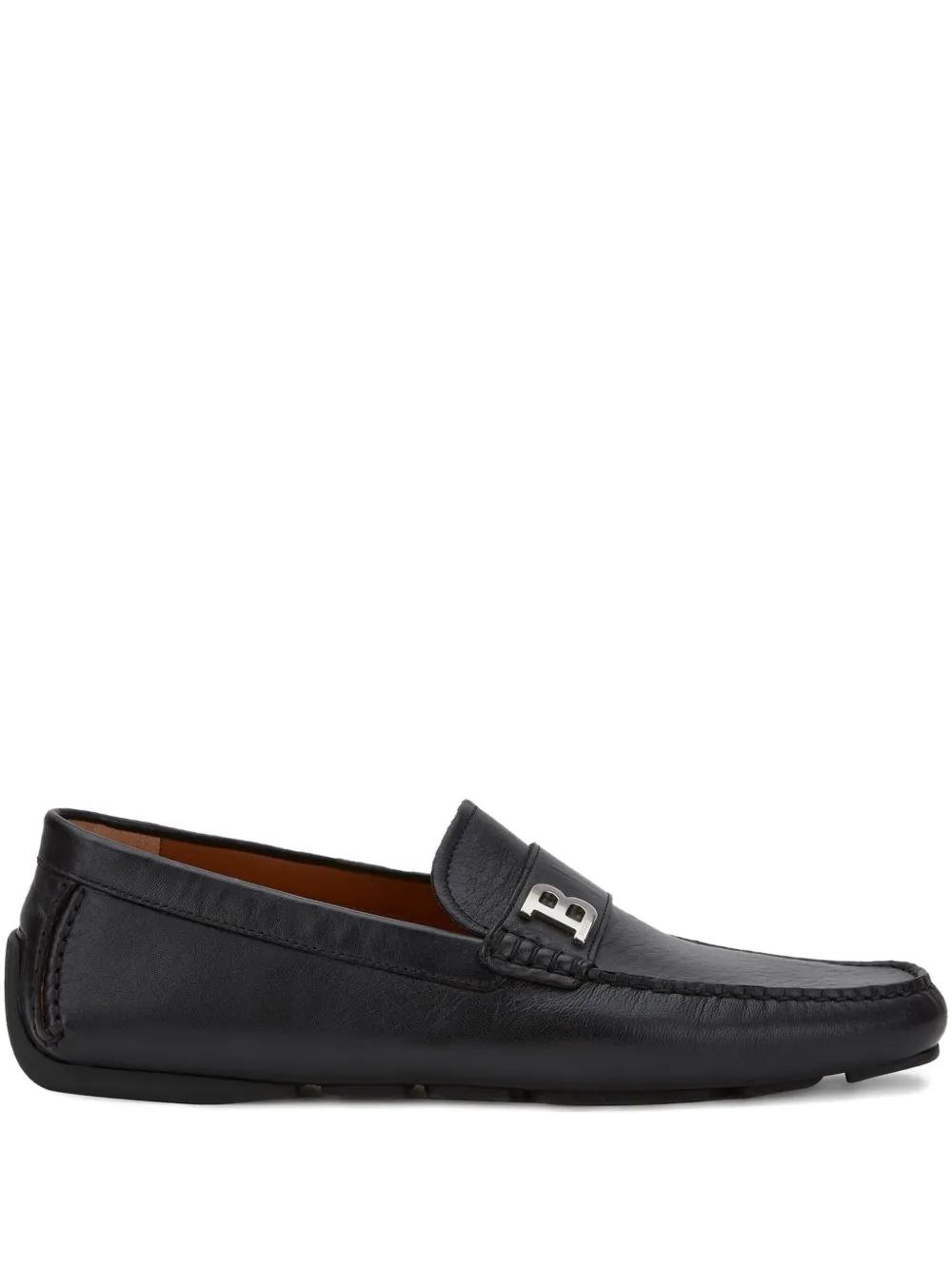 Bally Black Leather Slip-On Loafers with Silver \'B\' Accent Amazon.com | BALLY Simpler Men main image 3