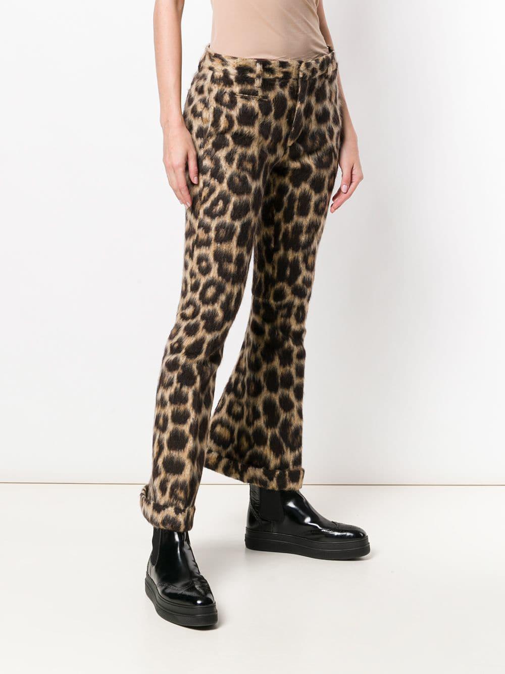 leopard print side stripe trousers