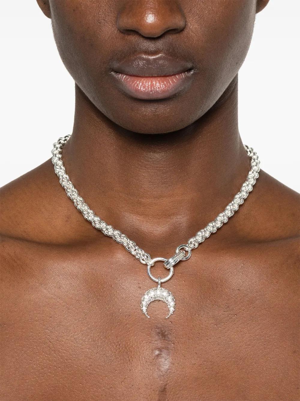 大人気◆Marine Serre◆Moon チャーム付き シルバーネックレス Marine Serreのシルバー Plated Moon Charm ネックレスがセール中