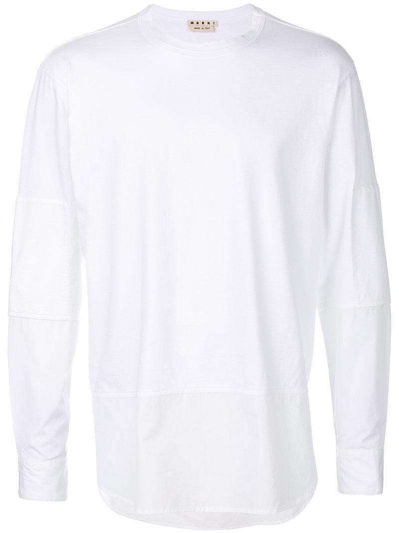 Lyst - Marni Long-sleeved Panelled Top in White for Men