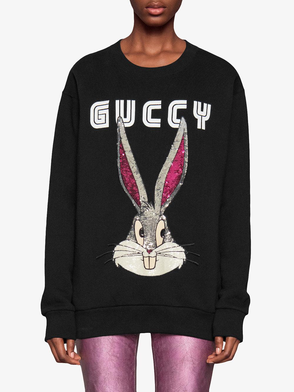 terwijl symbool lengte Gucci Bugs Bunny Cotton Sweatshirt in Black | Lyst
