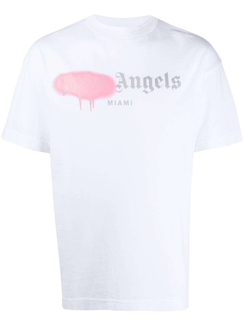 T-shirt Sprayed Logo bianca/rosa da Uomo di Palm Angels in Bianco | Lyst