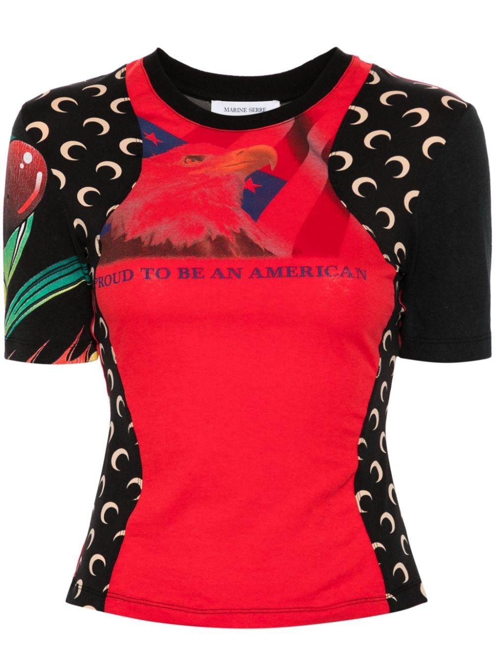 marine serre crochet logo print top