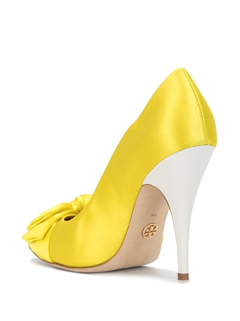 Tory Burch Bow Satin 110mm Pumps in Yellow - Lyst