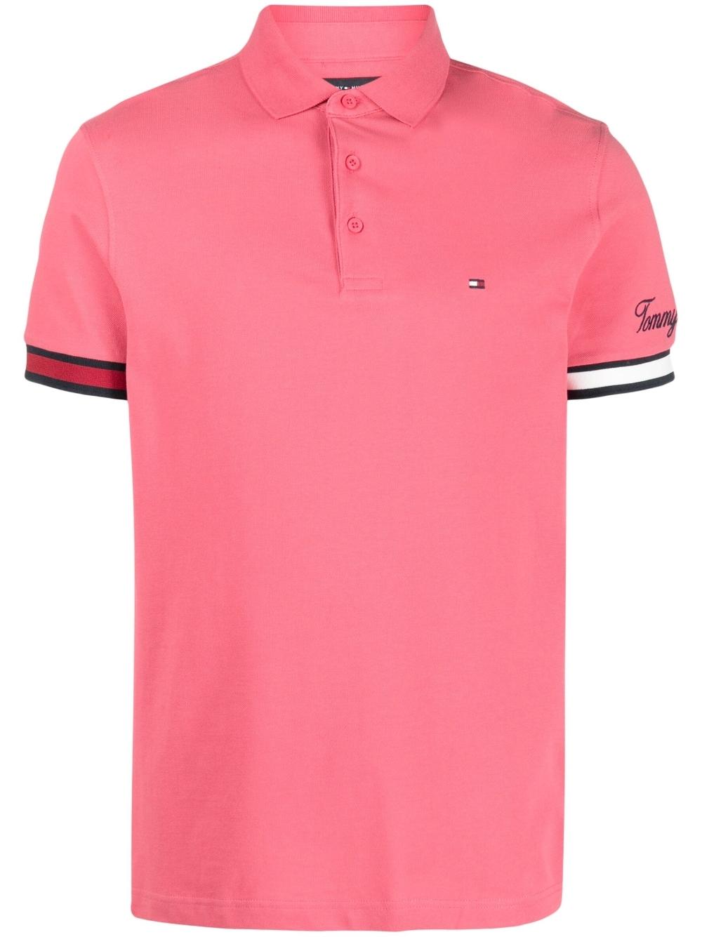 Tommy Hilfiger Embroidered-logo Cotton Polo Shirt in Pink for Men | Lyst