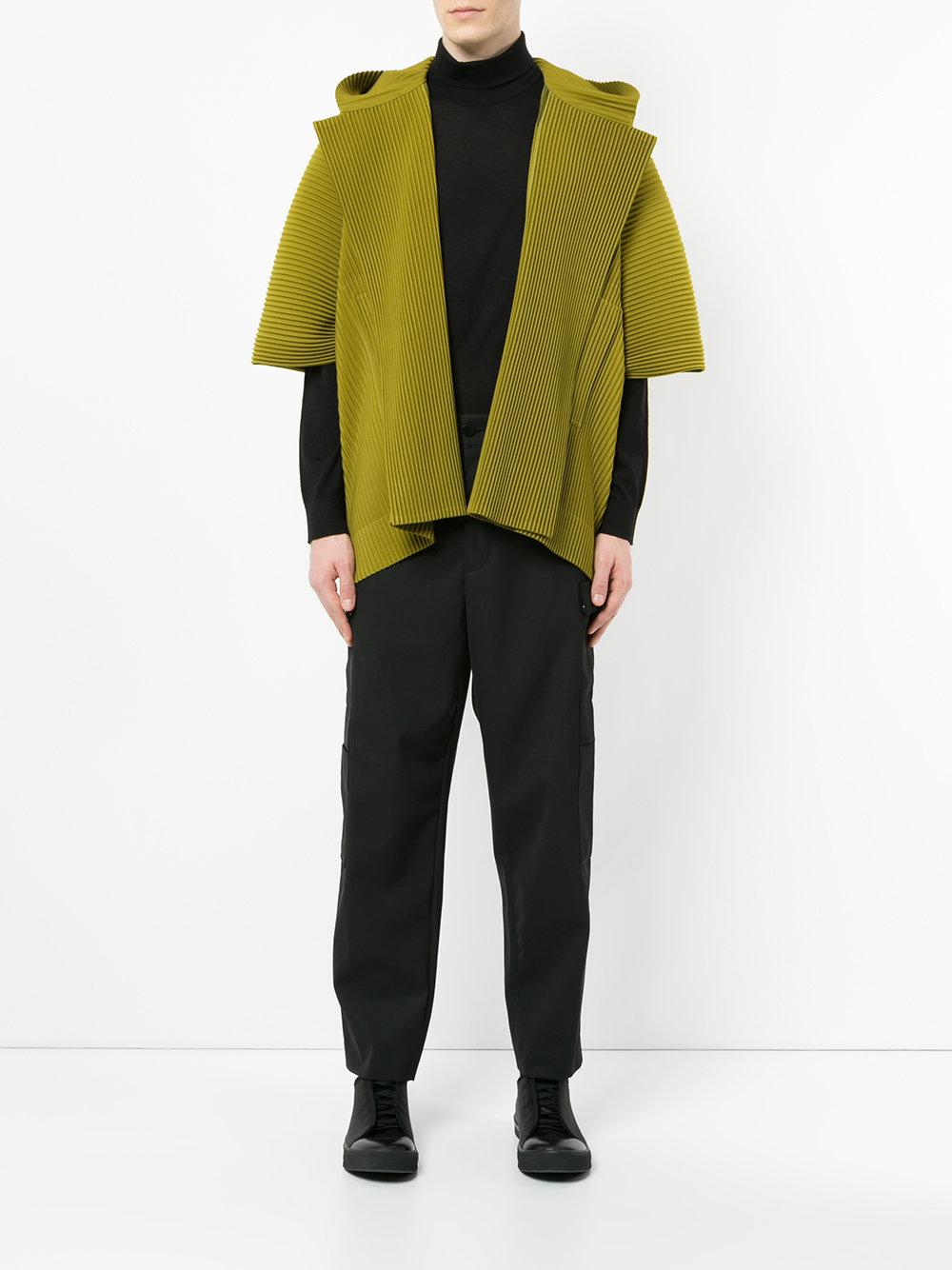 Homme Plissé Issey Miyake Pleated Hooded Jacket in Green for Men - Lyst