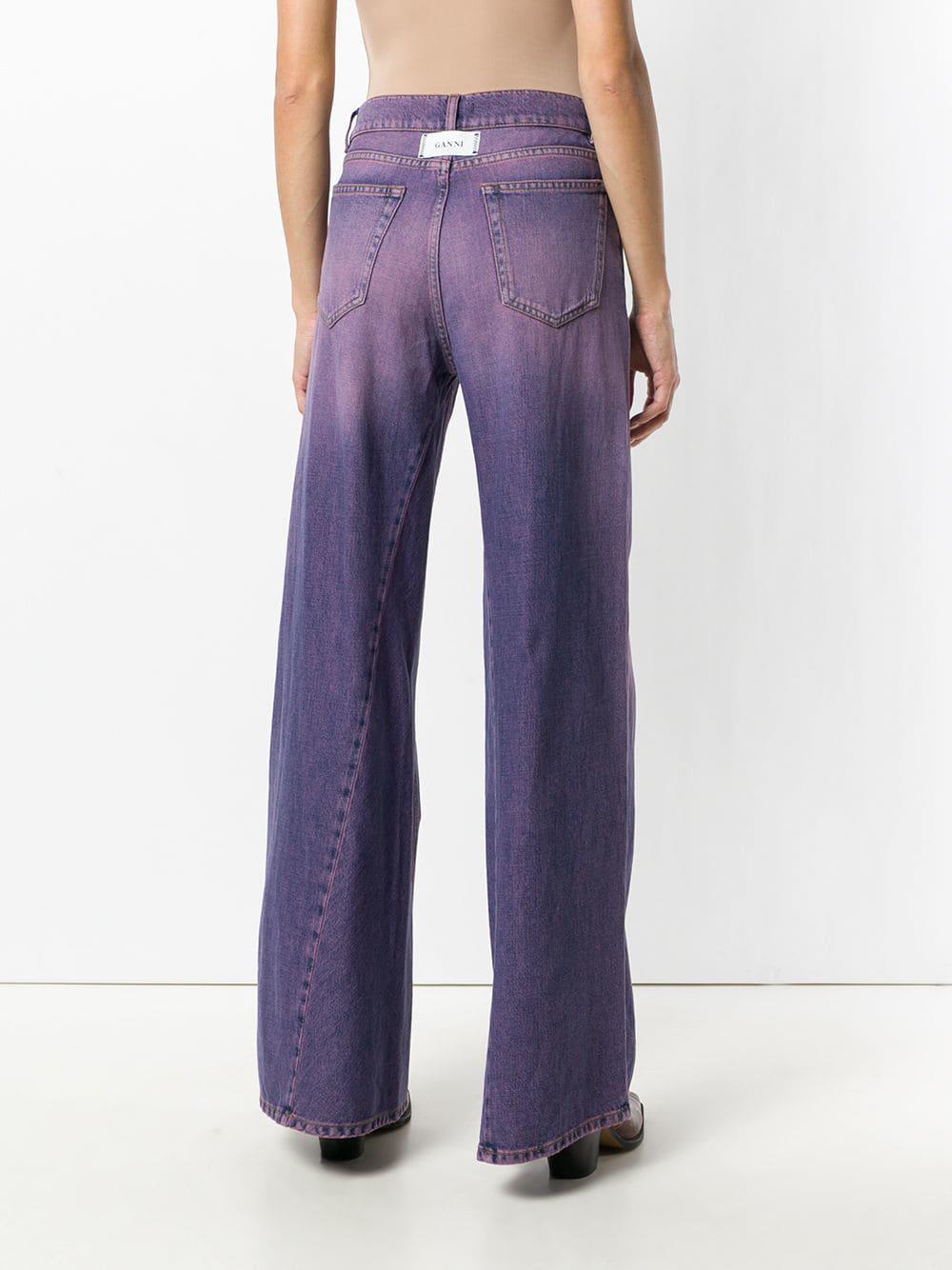 Ganni Denim Two-tone Wide Leg Jeans in 