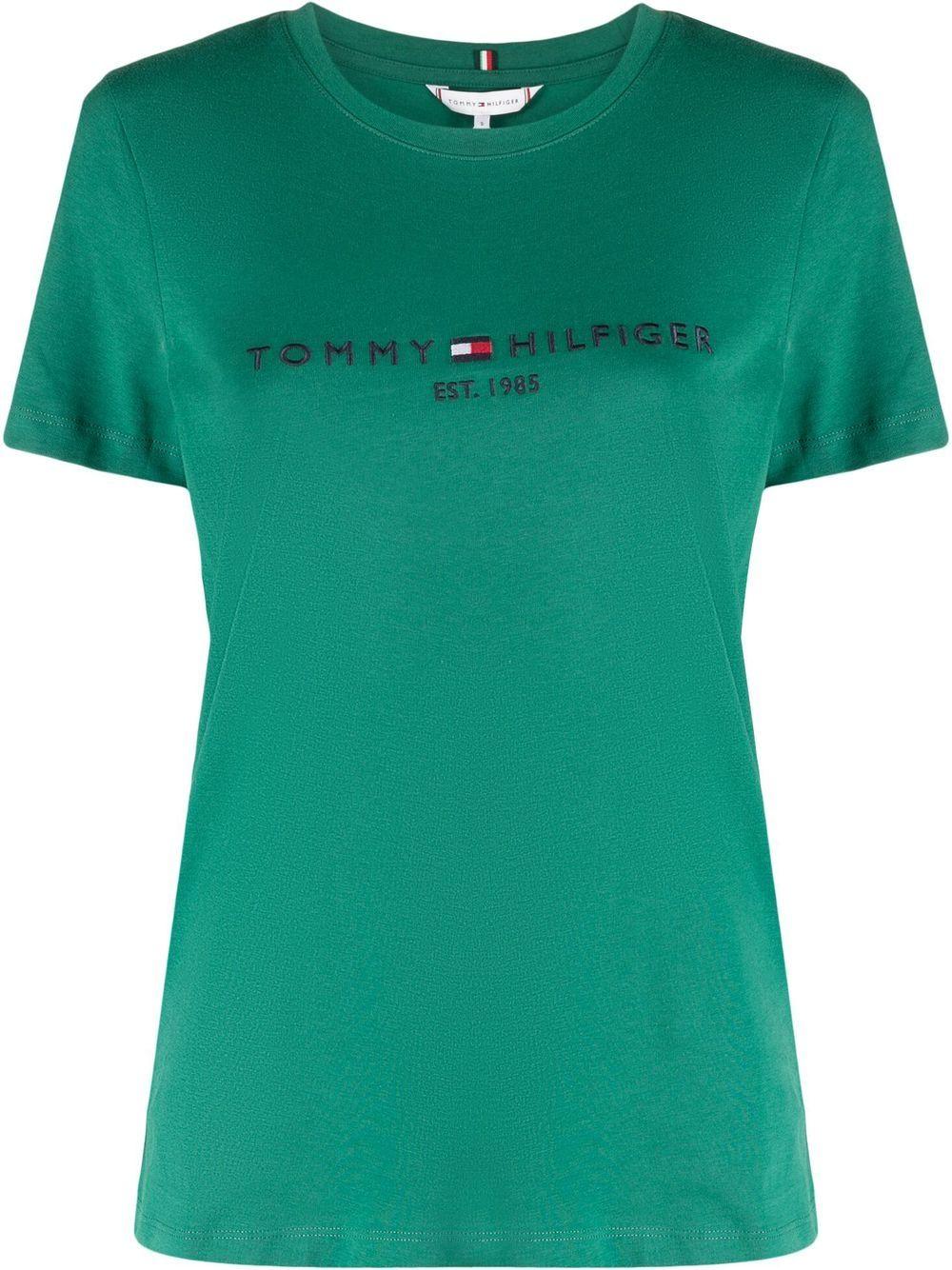 Tommy Hilfiger Logo-print Cotton T-shirt in Green | Lyst