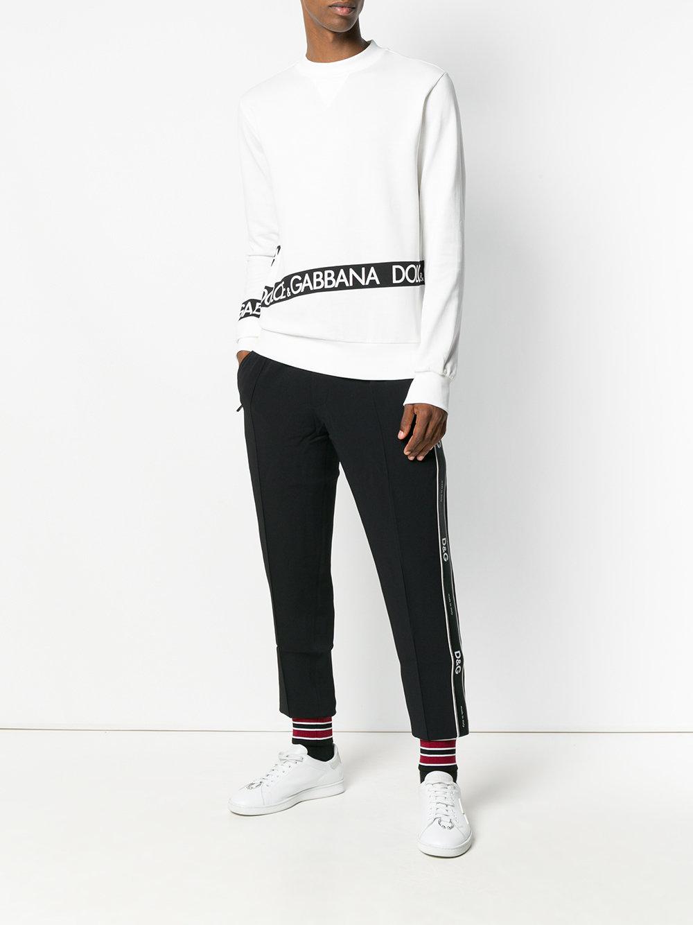 Dolce & Gabbana Cotton Front Logo Sweatshirt in White for Men | Lyst