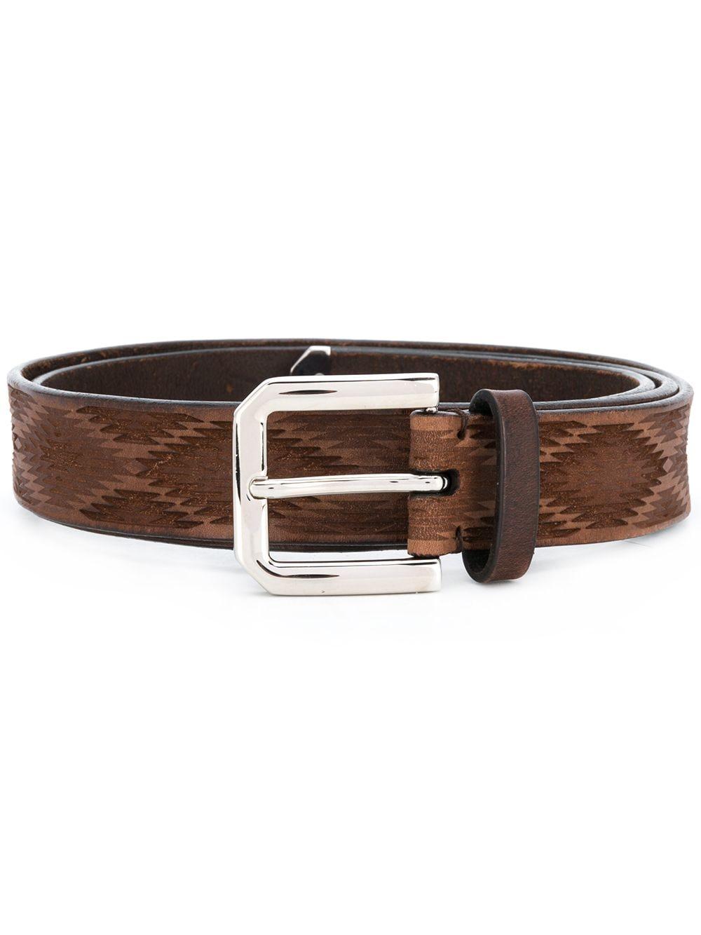 Brunello Cucinelli Carved Leather Belt in Brown for Men - Lyst