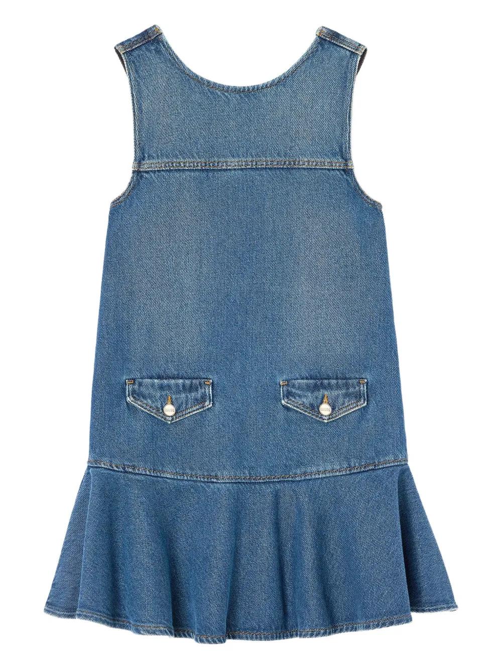 white christmas dresses Jeanie Bow Shoulder Midi Dress Wash Denim Blue– Selfie Leslie main image 1