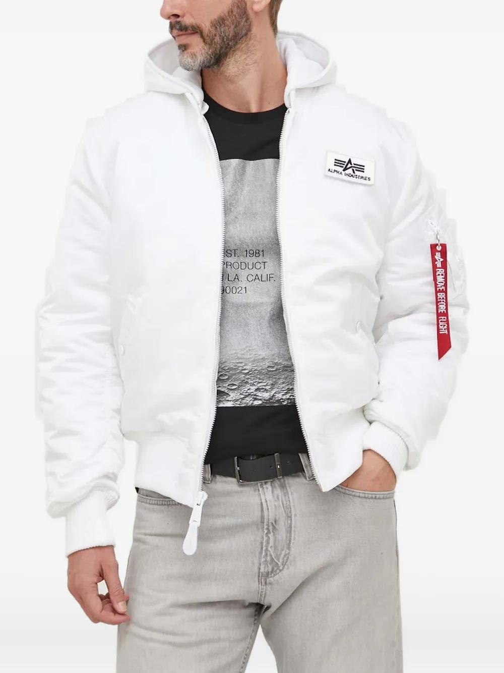 Alpha Industries Ma-1 Zip Hooded Bomber Jacket in White for Men | Lyst