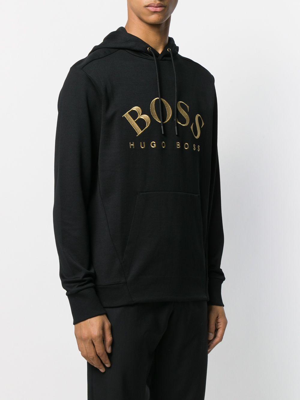 BOSS by HUGO BOSS Curved Logo Soody Hoodie in Black for Men | Lyst