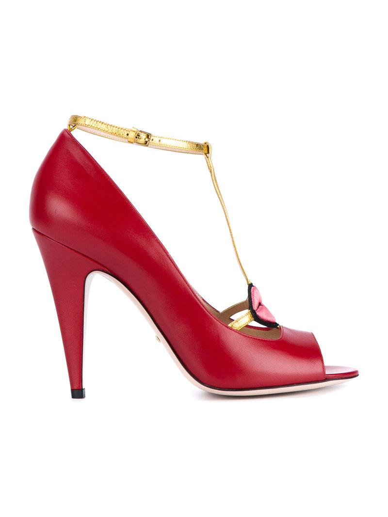 Gucci Lip Appliqué Pumps in Red | Lyst