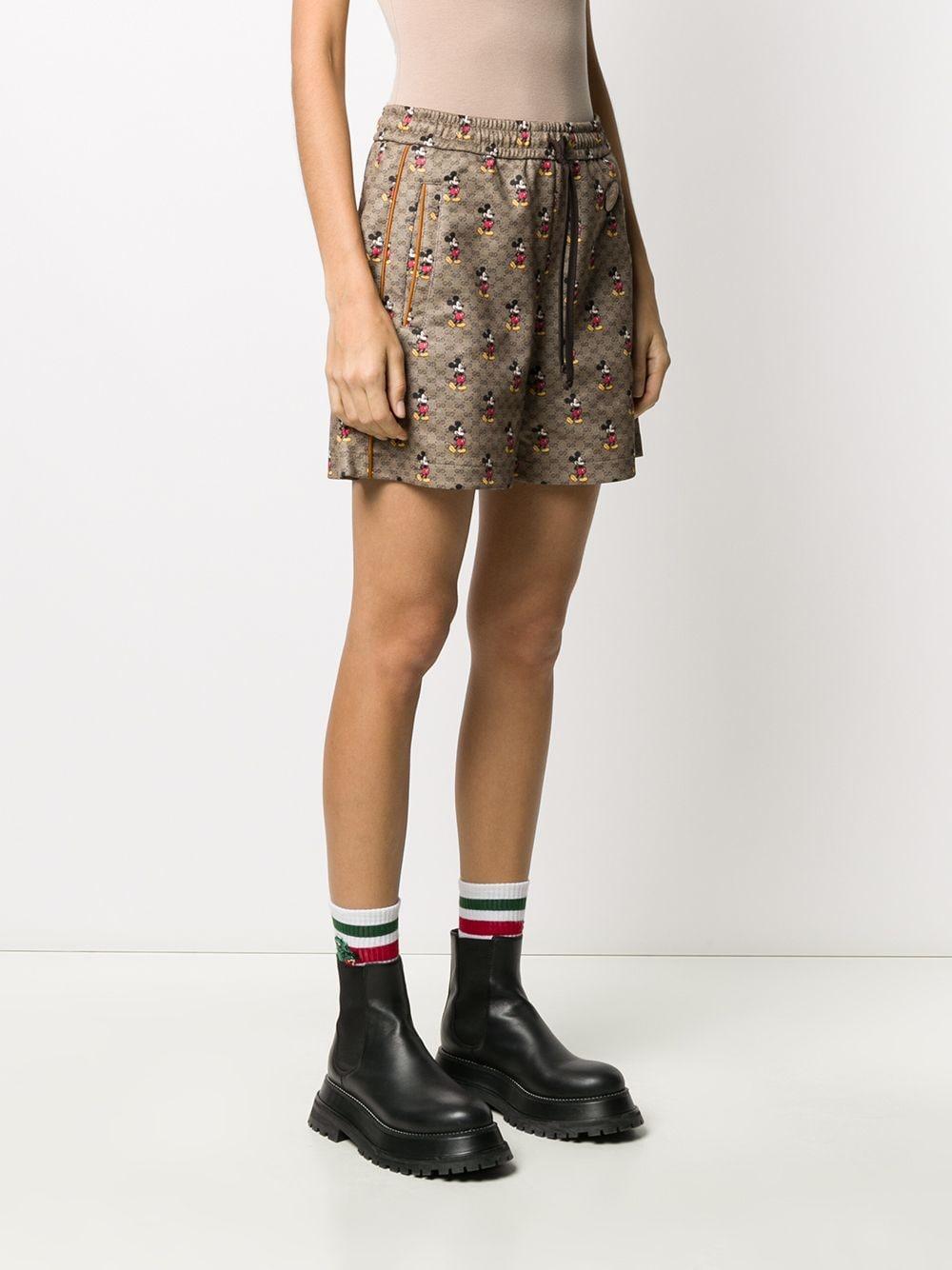 Gucci X Disney Mickey Mouse Print Shorts in Brown | Lyst