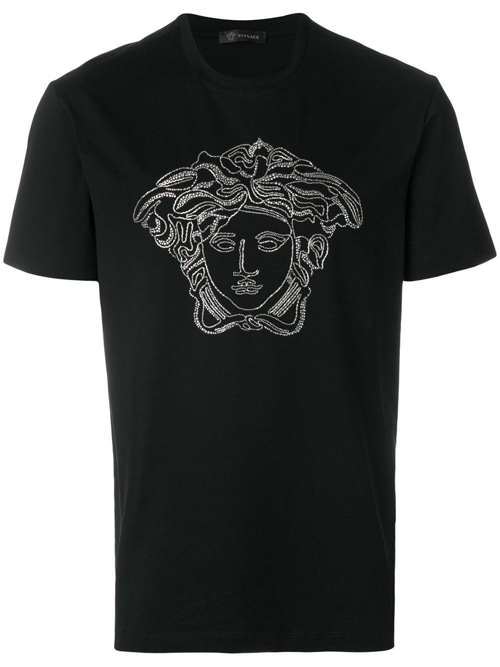 Versace Cotton Medusa Crystal-embellished T-shirt in Black for Men ...
