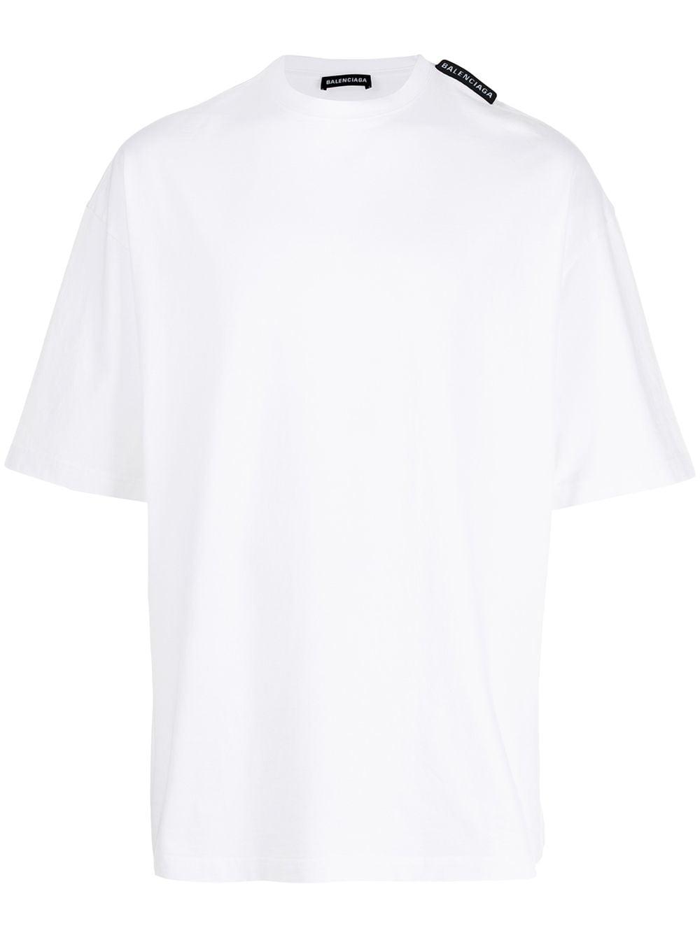 Balenciaga Logo Tab T-shirt in White for Men | Lyst