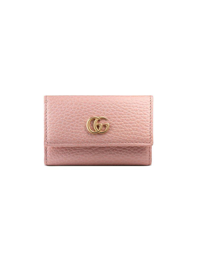 Gucci GG Marmont Leather Key Case in Pink | Lyst