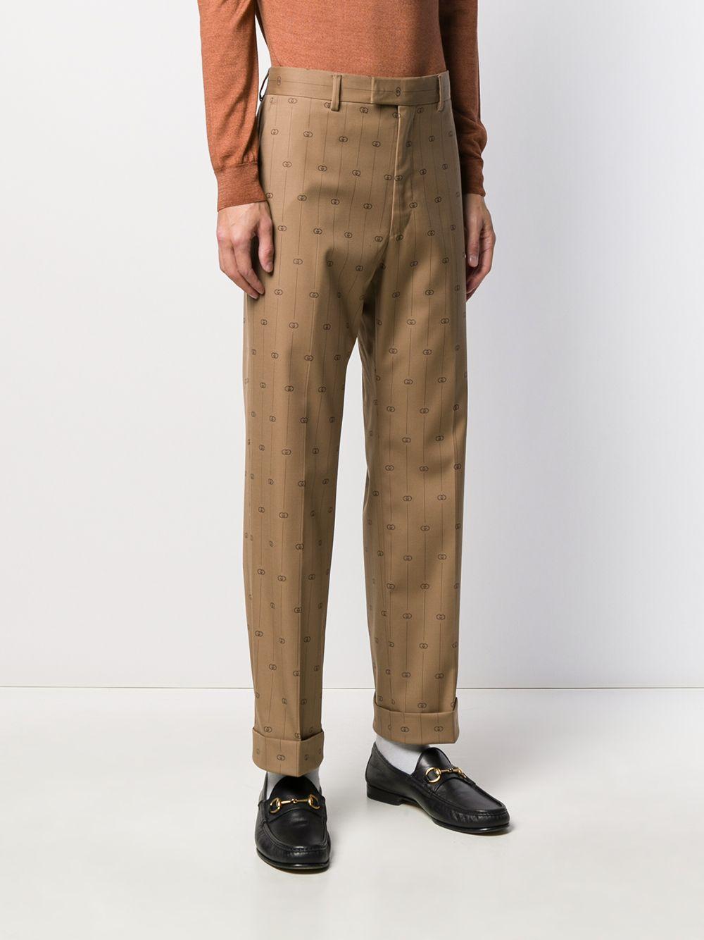 Gucci Cotton Interlocking G Stripe Trousers in Brown for Men - Lyst