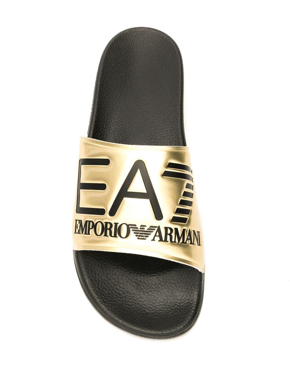 EA7 Emporio Armani Sliders with Maxi-Logo - Black | Spiralseven