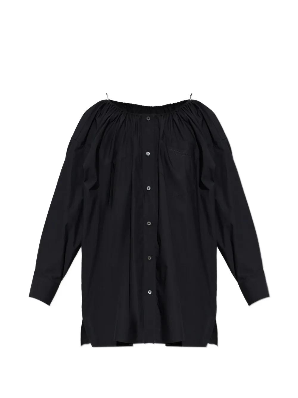alexander wang wrap front off the shoulder shirt dress Alexander Wang Wrap Front Off the Shoulder Shirt Dress in White