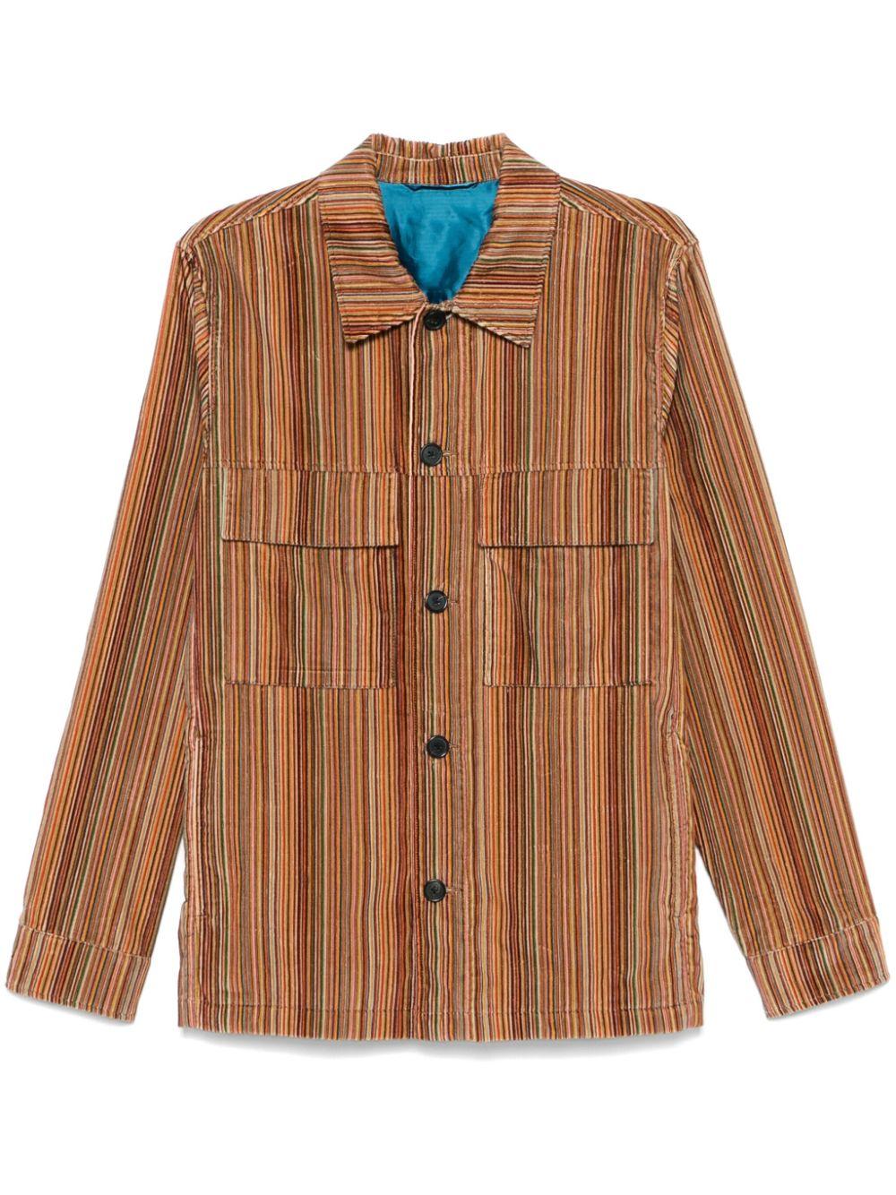 Paul Smith メンズ ブラウン ストライプ シャツジャケット シャツ
