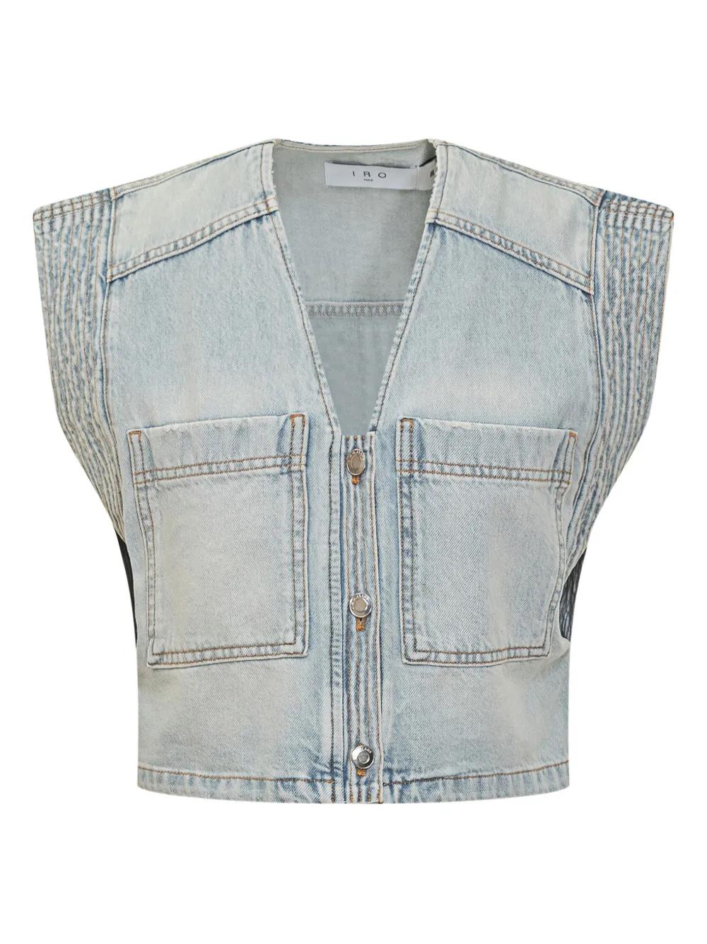IRO Denim V-Neck Cropped Vest in Blue Lyst UK