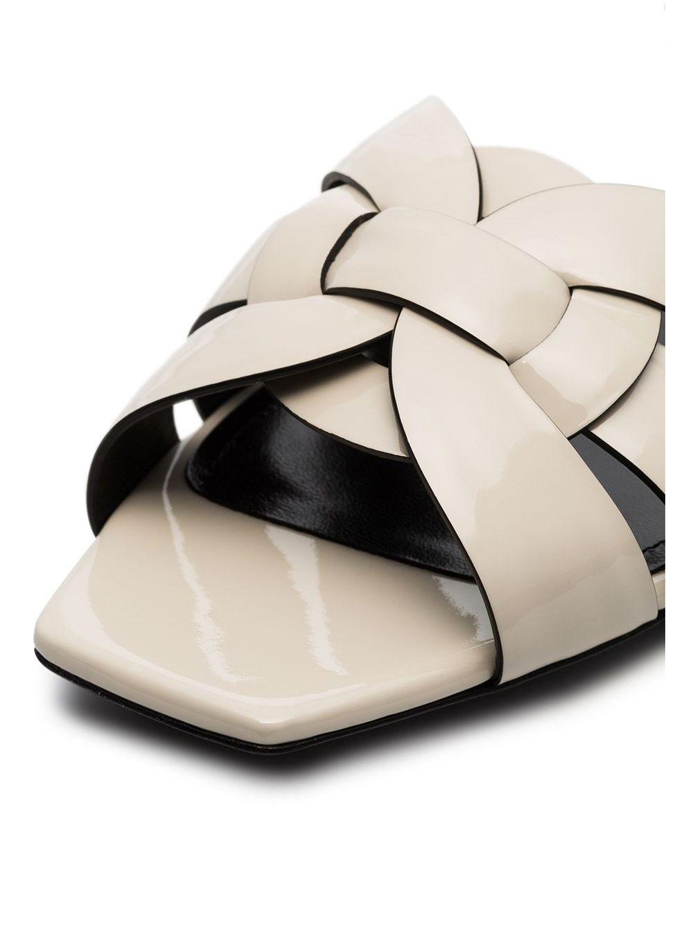 Saint Laurent Off-white Nu Pieds Woven Leather Flat Sandals | Lyst