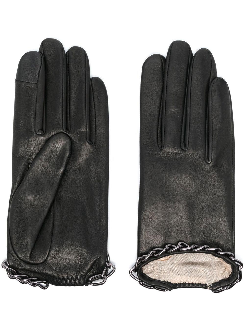 Agnelle Sophia Chainlink Leather Gloves in Black Lyst UK