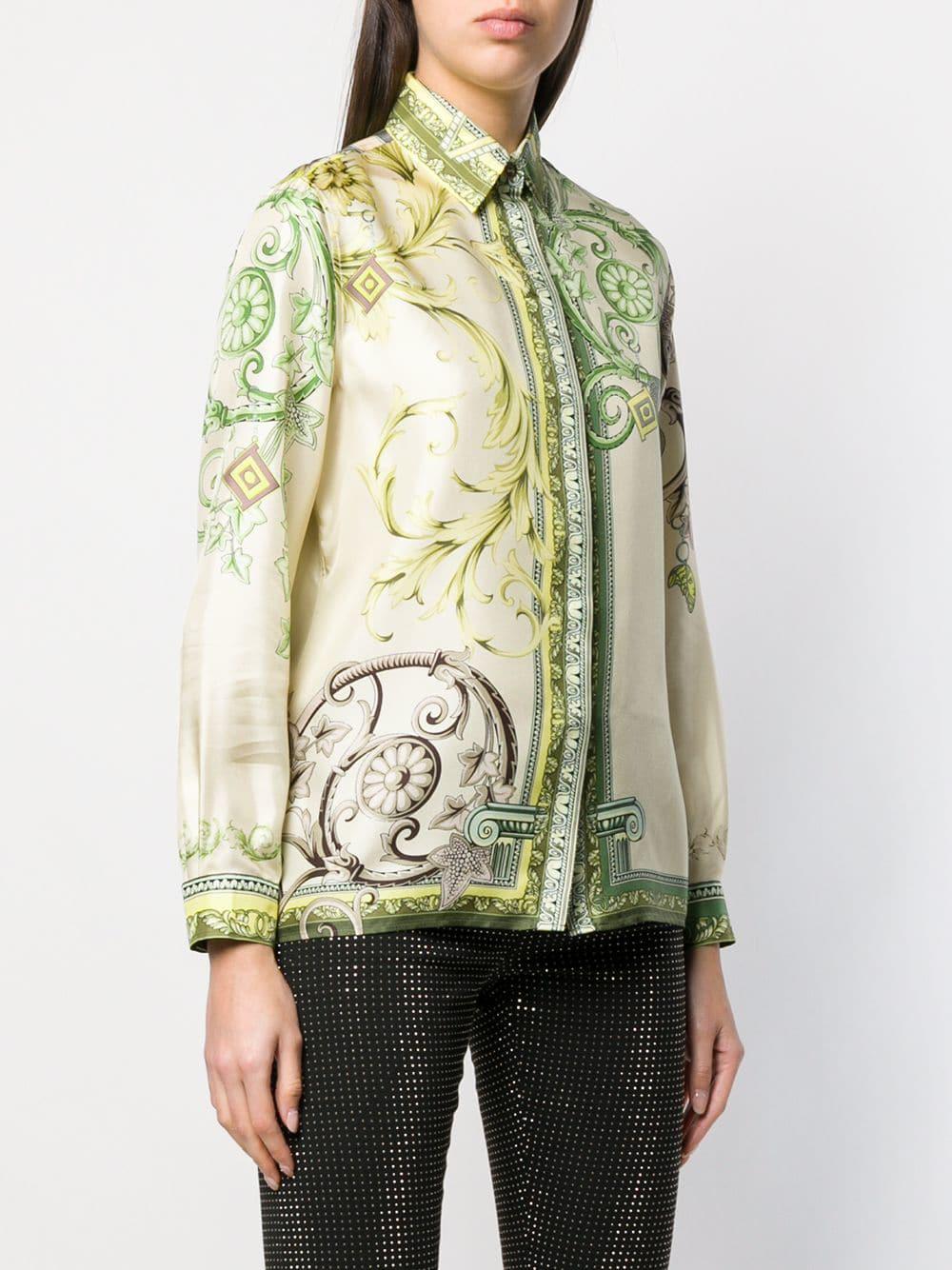 Versace Silk Baroque Print Shirt in Green - Lyst