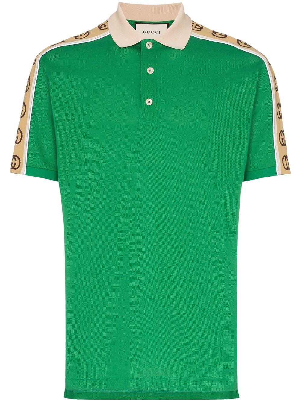 Gucci Synthetic Gg Stripe Polo Shirt In Green For Men Lyst