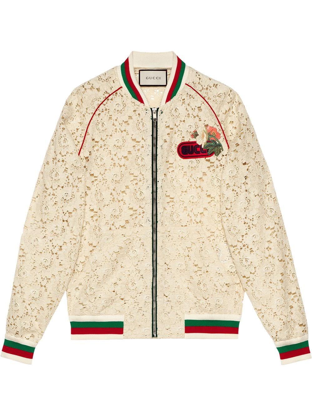 Gucci Flower Lace Bomber Jacket in Ivory (White) Lyst