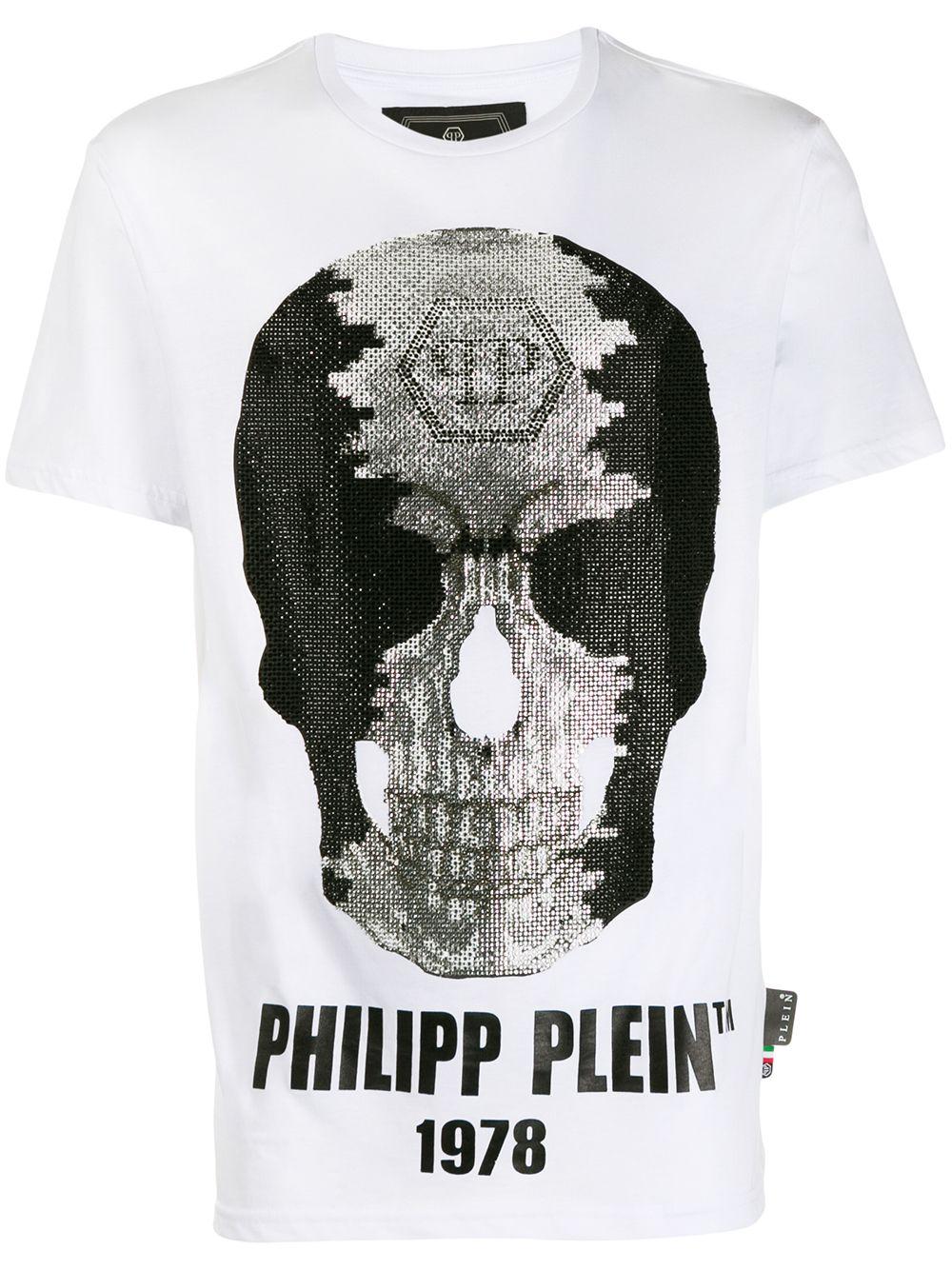 Philipp Plein Cotton Rhinestone Skull T-shirt in White for Men - Lyst