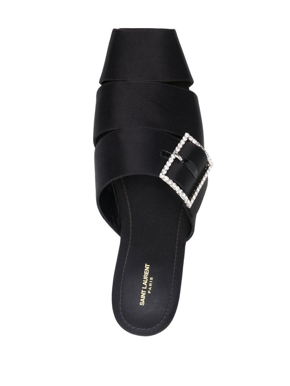 Saint Laurent Strass-detail Squared-toe Slider in Black for Men | Lyst