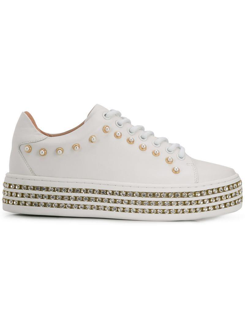 Twin Set Embellished Platform Sneakers in White - Lyst