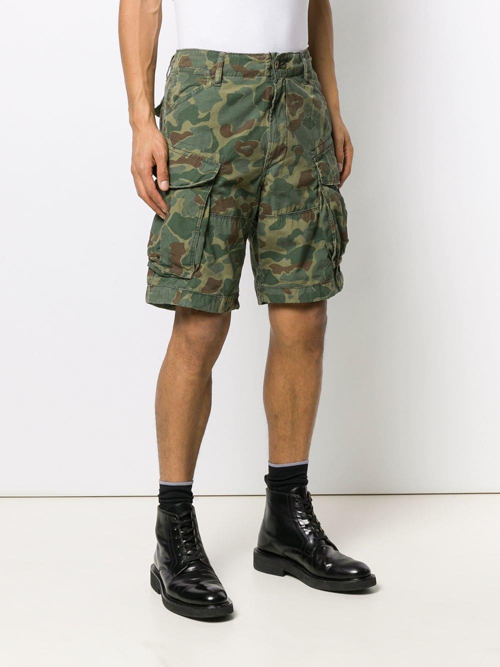 GStar RAW Cotton Camo Print Cargo Shorts in Green for Men Lyst