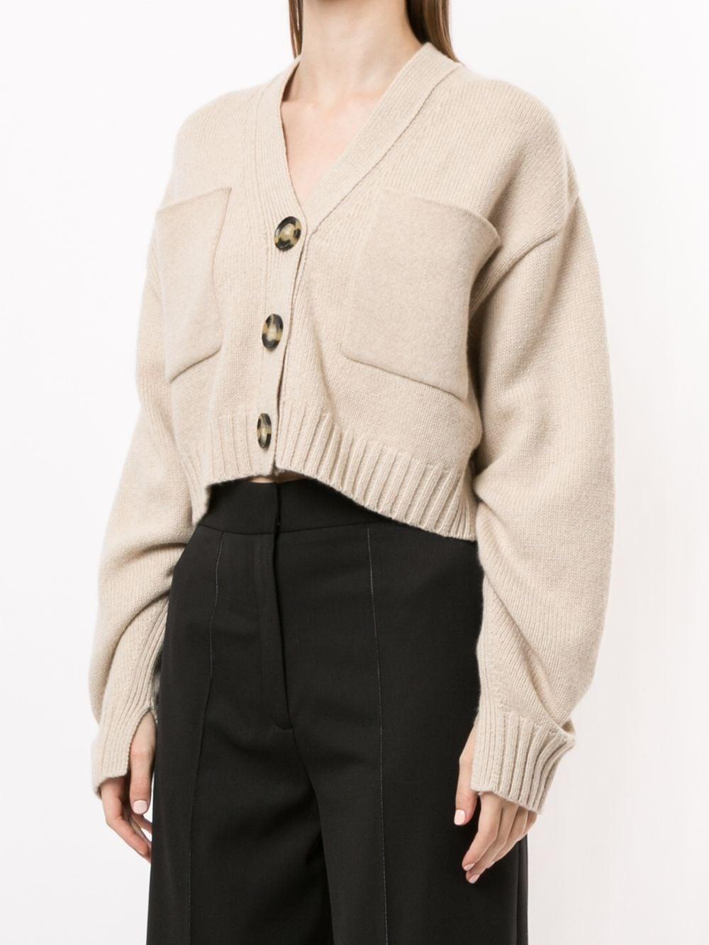 Proenza Schouler Cashmere Cropped V-neck Cardigan in Brown - Lyst