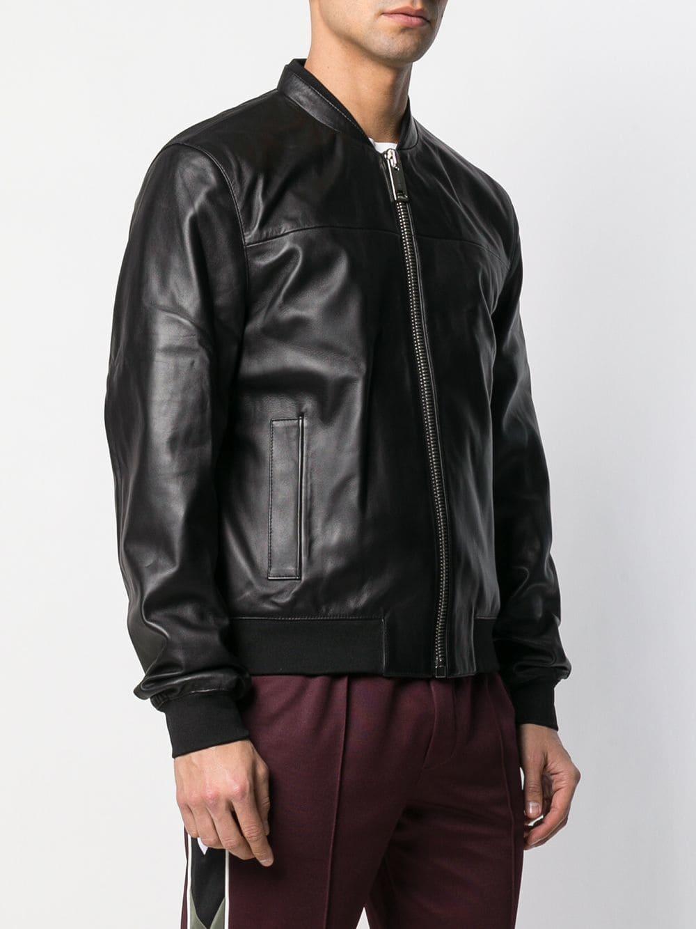 Les Hommes Leather Bomber Jacket in Black for Men - Lyst