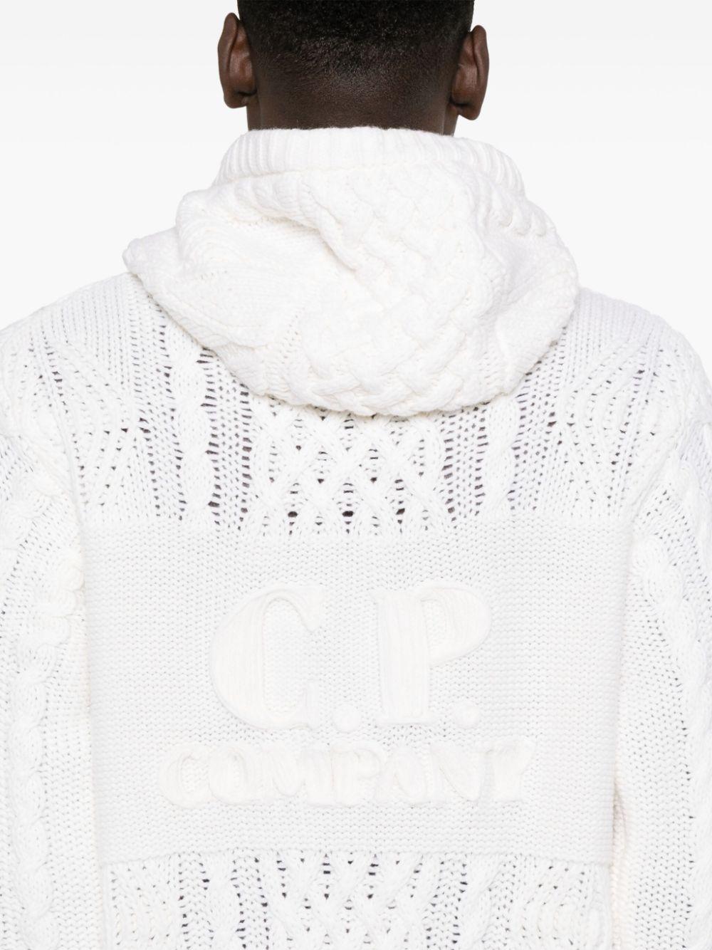 C.P. Company メンズ ホワイト ケーブルニット カーディガン C.P. Company メンズ ホワイト ケーブルニット カーディガン