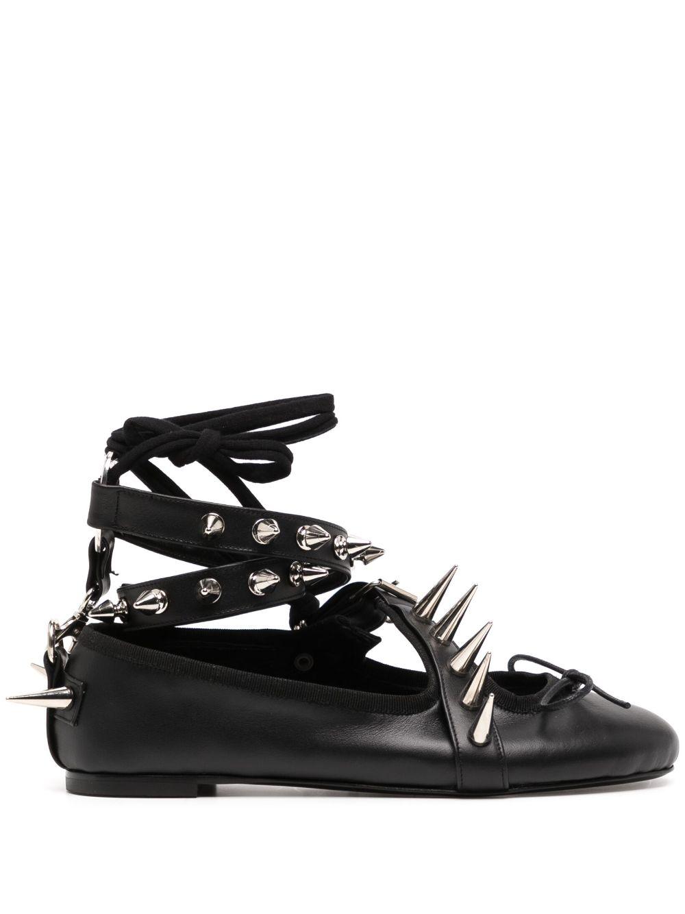 OTTOLINGER Spike Stud Ballerina Shoes in Black | Lyst