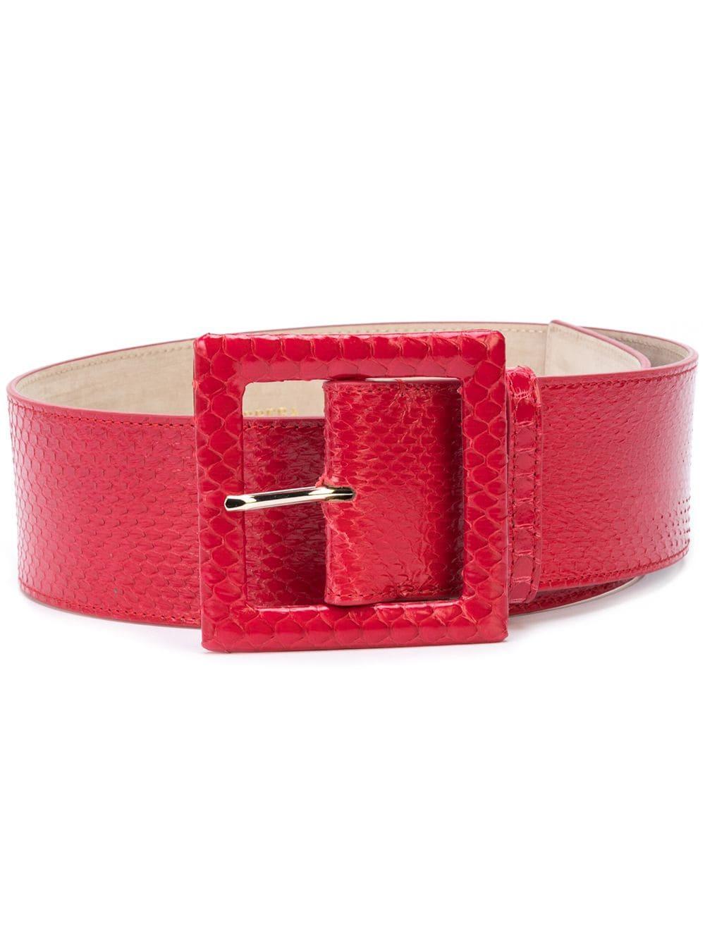 Carolina Herrera Leather Squarebuckle Belt in Red Lyst