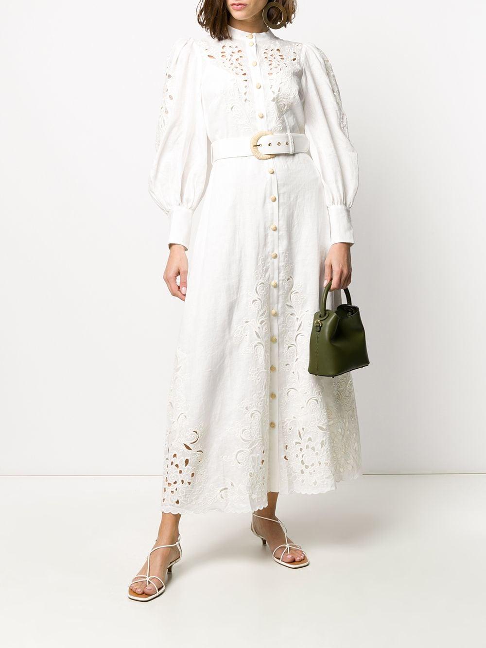 Zimmermann Peggy Floral-embroidery Linen Dress in White - Lyst