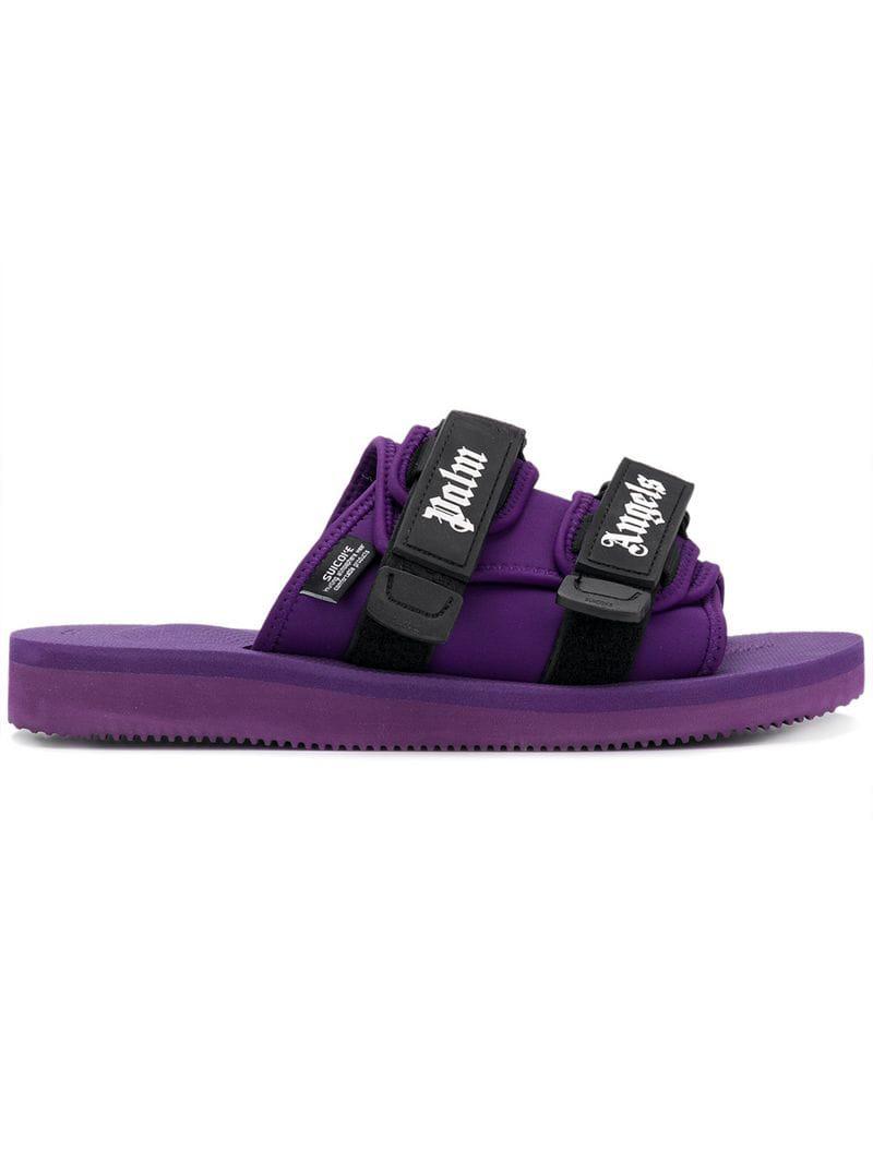 Palm Angels X Suicoke Slides in Purple for Men