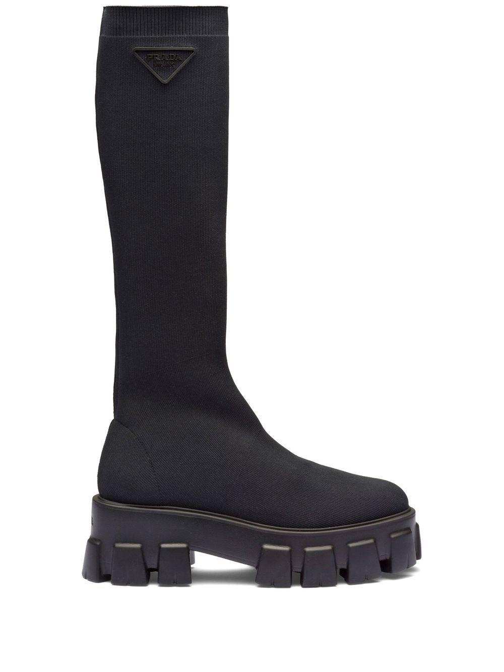 Prada Monolith Midcalf Sock Boots in Black Lyst