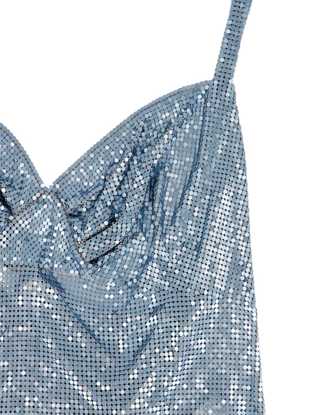 Rabanne Chainmail Gathered Maxi Dress in Blue | Lyst UK