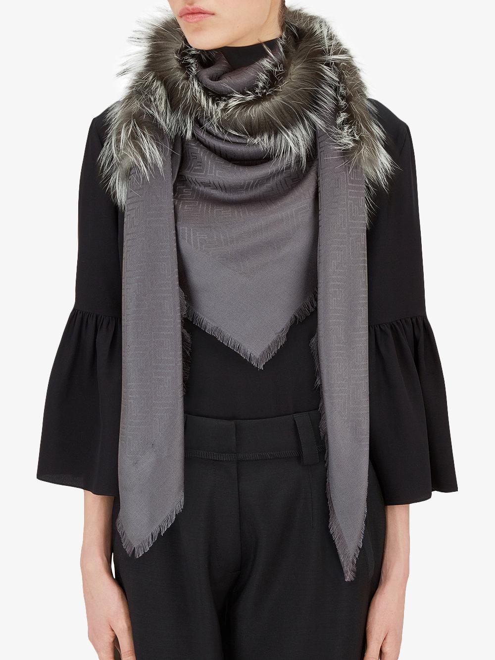fendi fur trimmed shawl